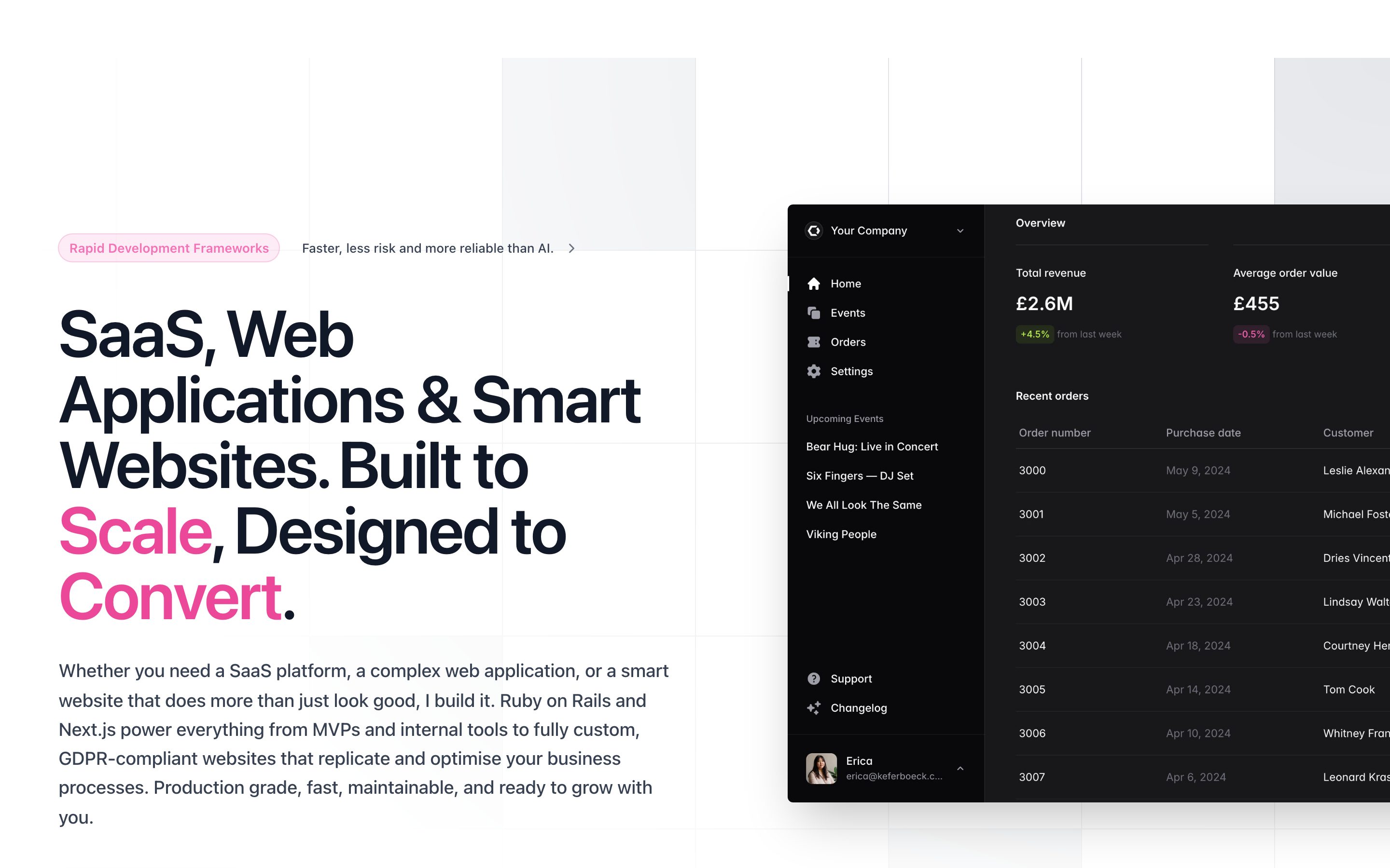 The SaaS & Web Apps service page