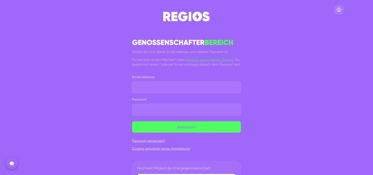 Der Genossenschafterbereich Login auf der neuen Website, live vom Staging
